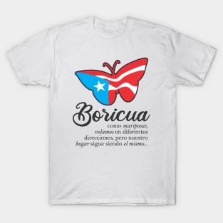 Boricua Flag Familia Butterfly Puerto Rico Spanish T-Shirt